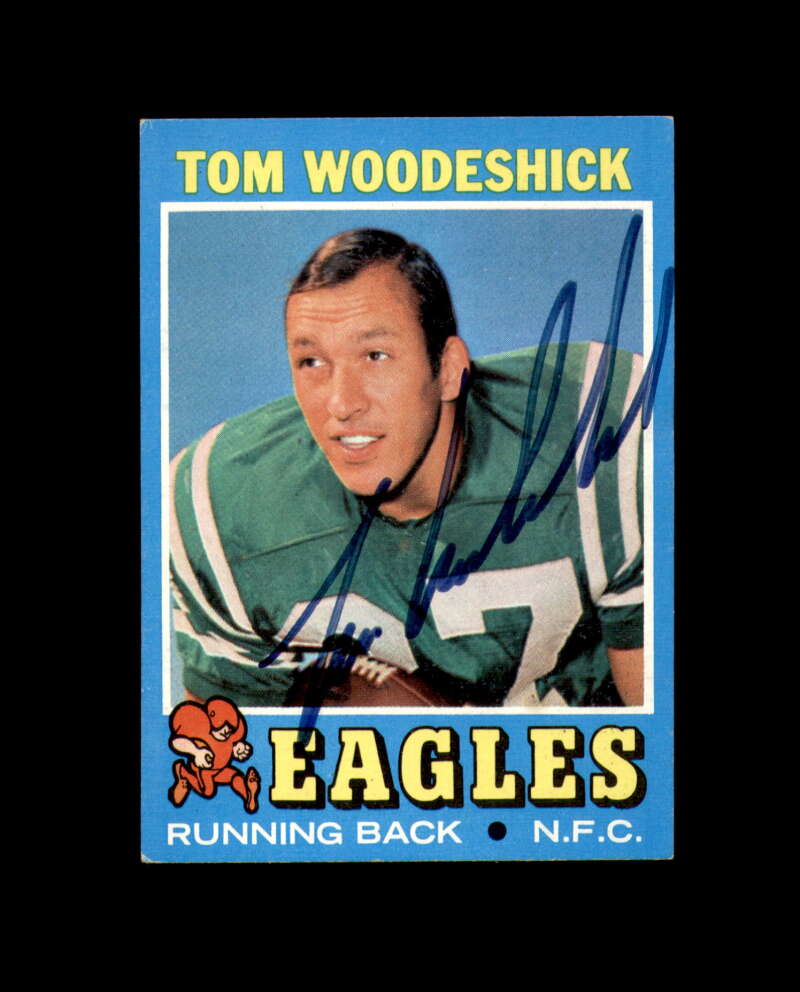 Tom Woodeshick Signed 1971 Topps Philadelphia Eagles Autograph