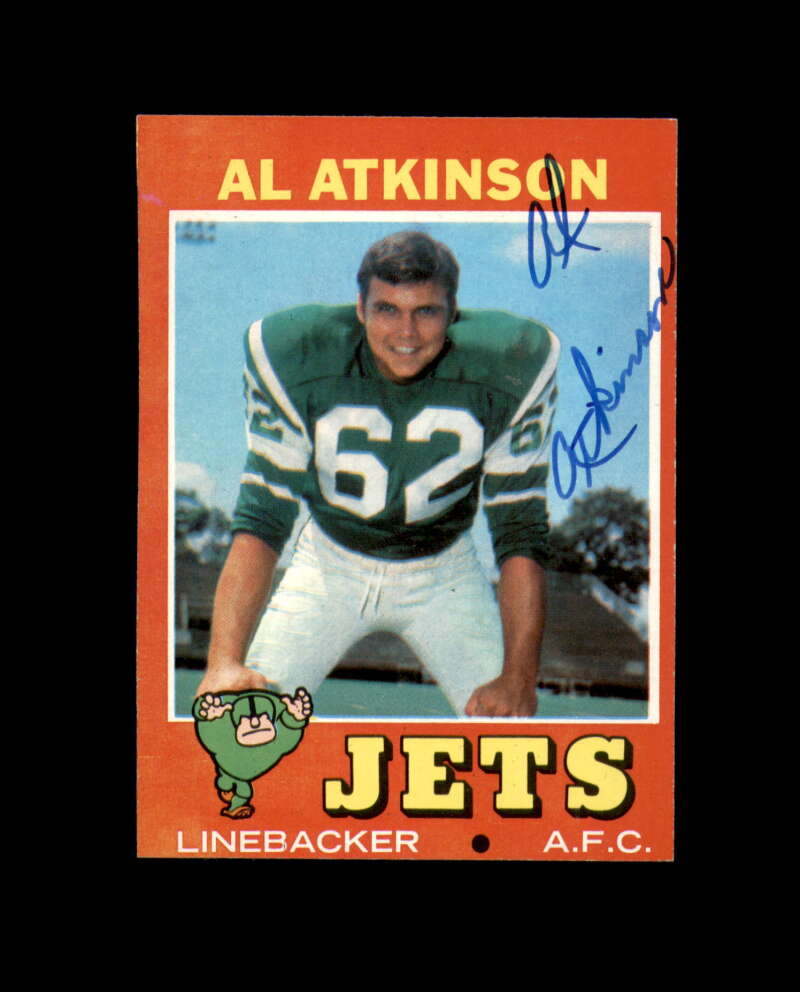 Al Atkinson Signed 1971 Topps New York Jets Autograph
