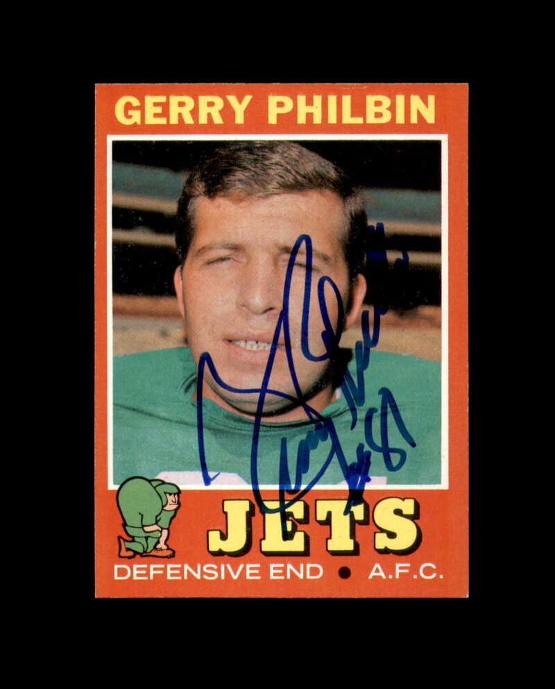 Gerry Philbin Signed 1971 Topps New York Jets Autograph