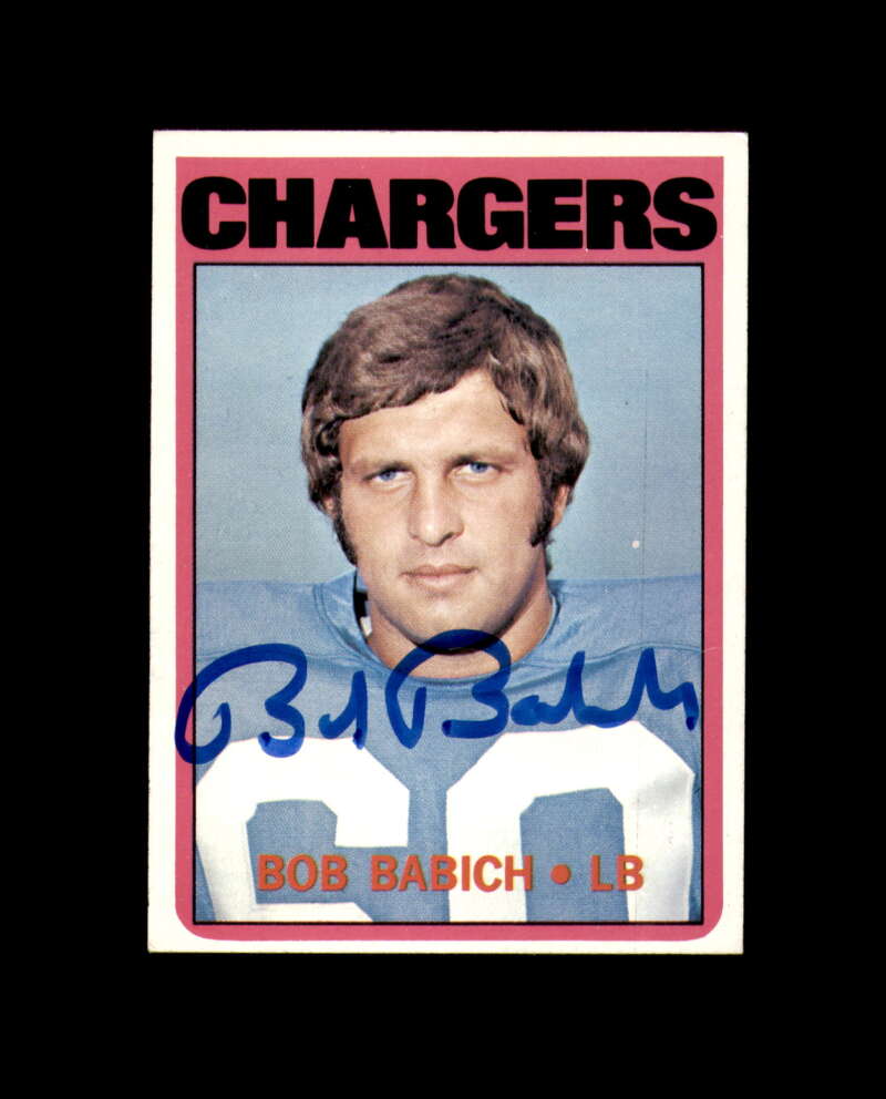 Bob Babich Signed 1972 Topps San Diego Chargers Autograph