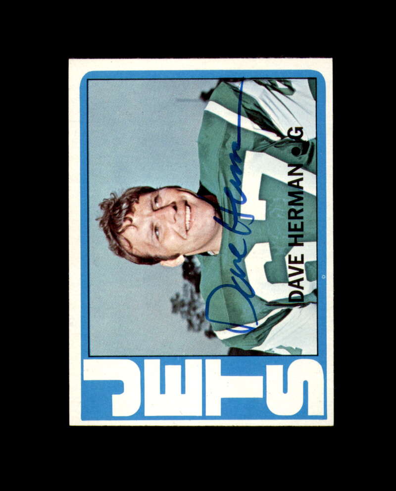 Dave Herman Signed 1972 Topps New York Jets Autograph