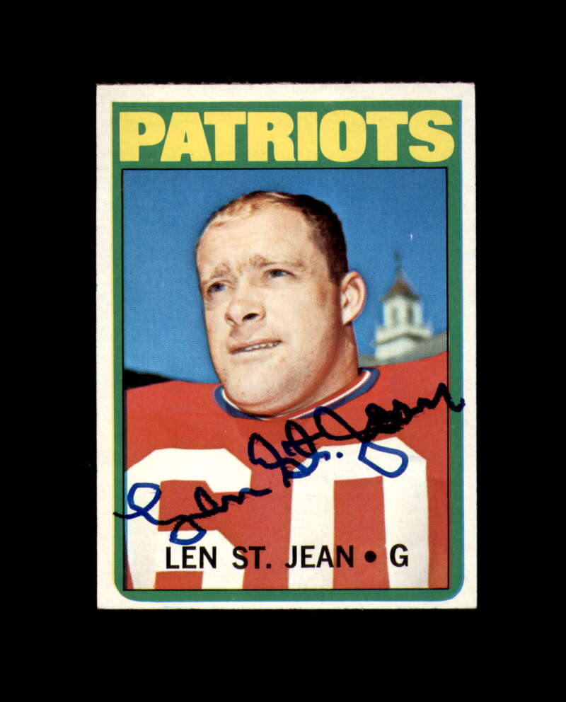 Len St. Jean Signed 1972 Topps New England Patriots Autograph