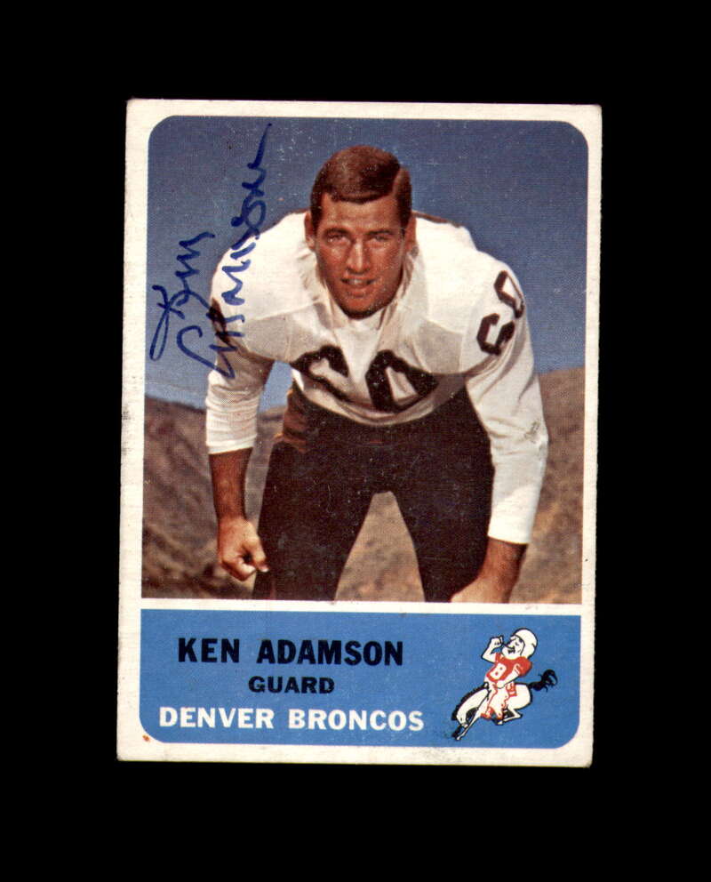 Ken Adamson Signed 1962 Fleer Denver Broncos Autograph
