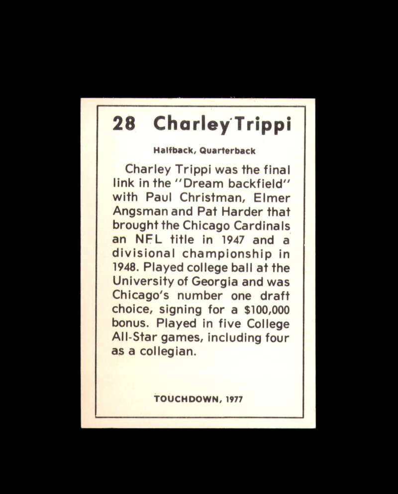 Charley Trippi Signed 1977 Touchdown Club Chicago Autograph