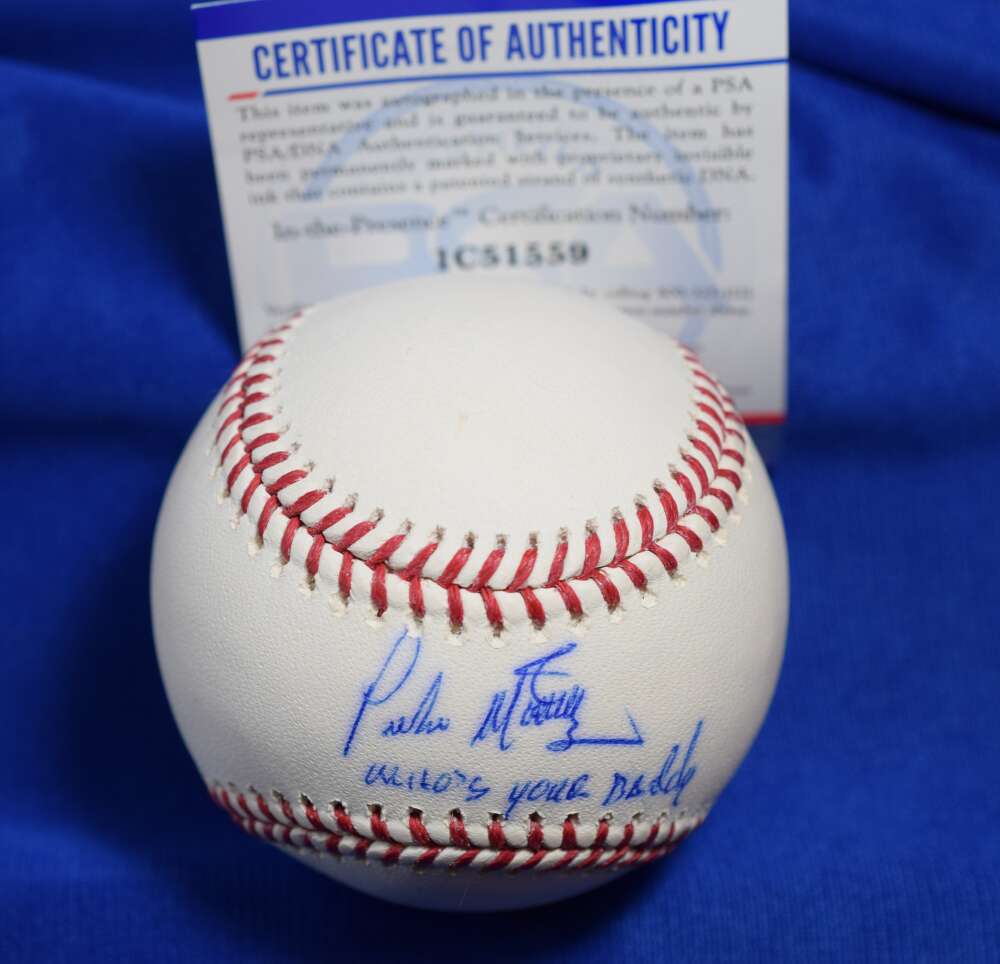 Pedro Martinez PSA DNA Auto Major League Signed Baseball Whos Your Daddy