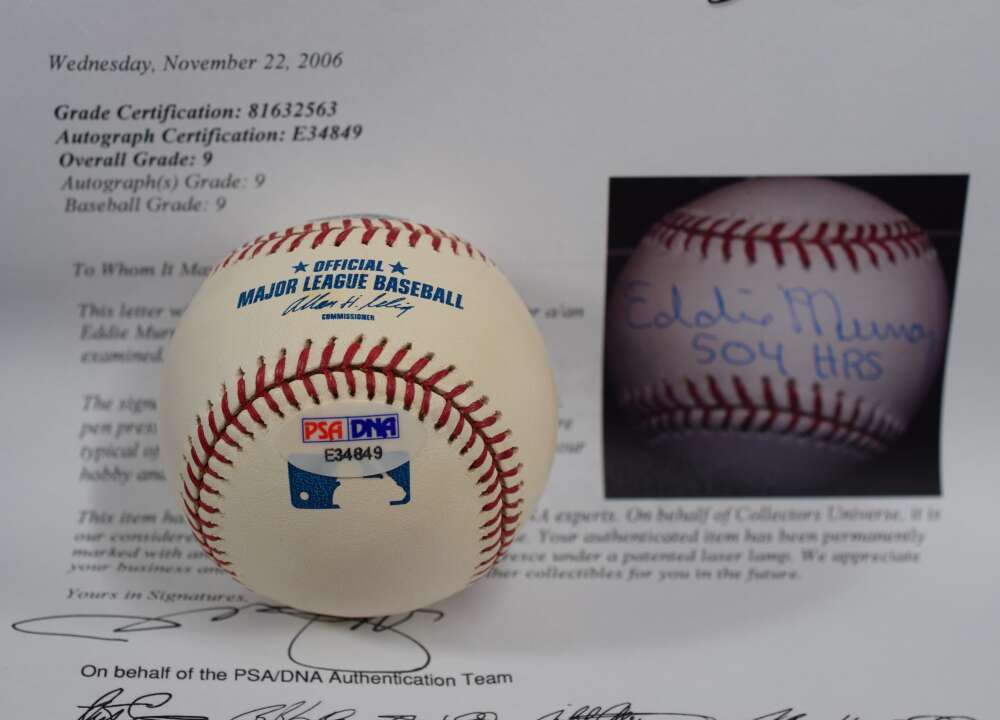 Eddie Murray Mint 9 PSA DNA Autograph Major League Signed Baseball 504 HRs