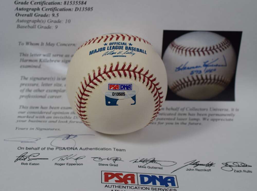 Harmon Killebrew Gem Mint 10 PSA DNA Autograph Major League Signed Baseball OML 573 HRs