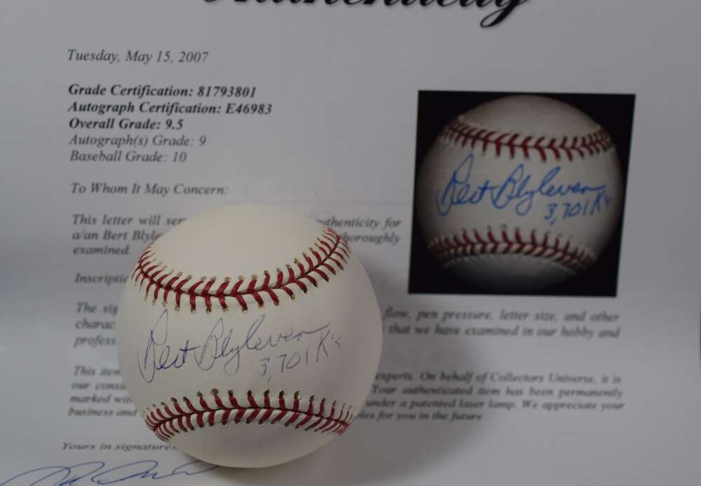 Bert Blyleven Mint 9 PSA DNA Autograph Major League Signed Baseball 3701 Ks