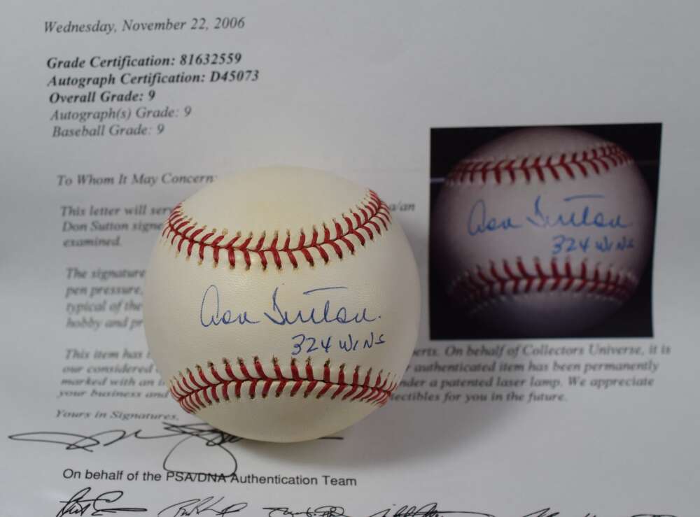 Don Sutton Mint 9 PSA DNA Auto National League Signed Baseball  324 Wins