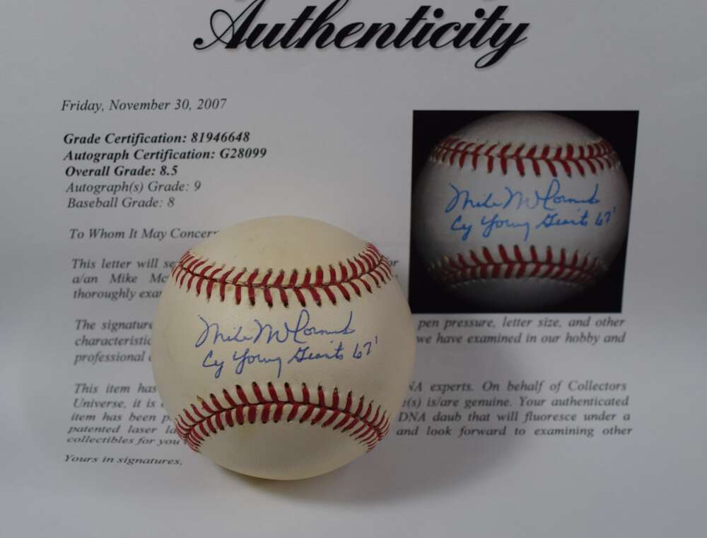 Mike McCormick Mint 9 PSA DNA Auto National League Signed Baseball CY Giants 67