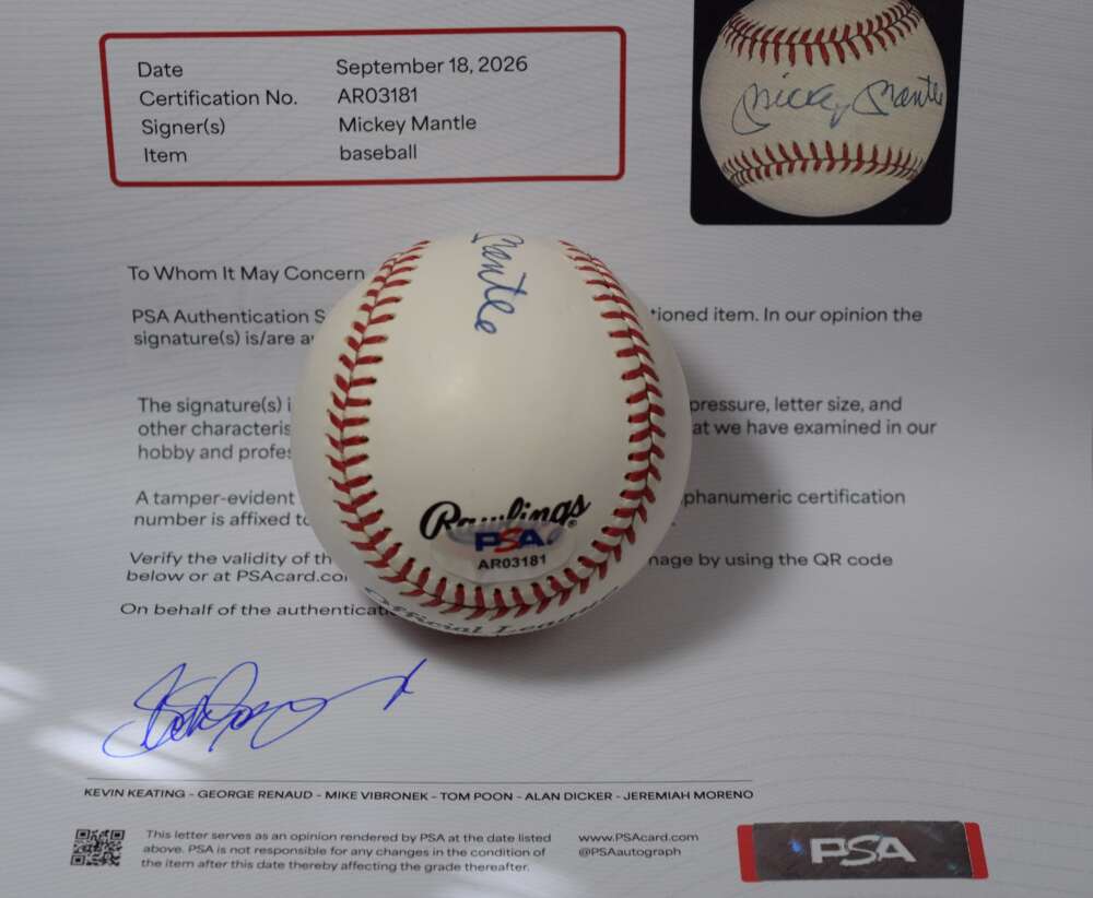 Mickey Mantle PSA DNA Autograph Signed Baseball