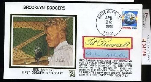 Tot Pressnell Al Todd Signed Jsa Certed Brooklyn Dodgers Fdc Cut Autograph