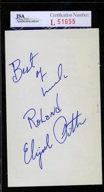 Elijah Pitts Packers Jsa Authentcated Autograph 3x5 Index Card Signed