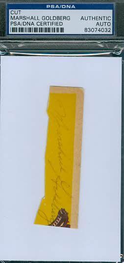 Marshall Goldberg Signed 3x5 Cut Autograph Psa/dna