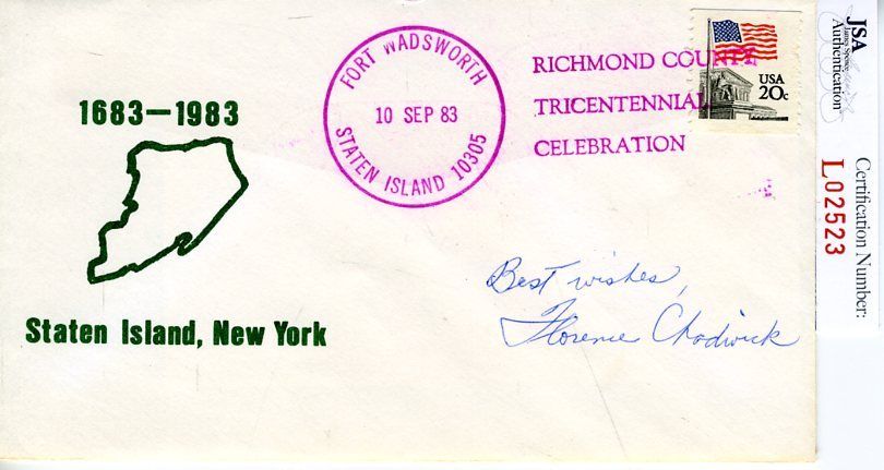 Florence Chadwick Swimmer English Channel Jsa Signed 1983 Fdc Autograph