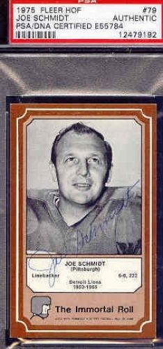Joe Schmidt Signed 1975 Fleer Immortal Roll Psa/dna Autograph Authentic