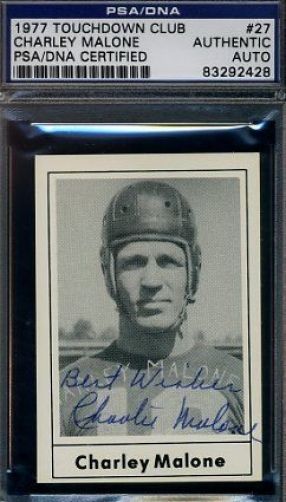 Charley Malone D.92 Signed 1977 Touchdown Set Break Psa/dna Certed Autograph