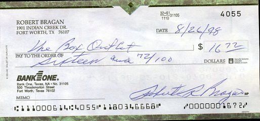Bobby Bragan Signed Jsa Cert Sticker Personal Check Authentic Autograph