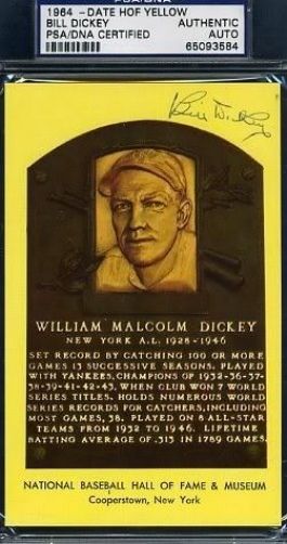 Bill Dickey Signed Psa/dna Gold Hof Plaque Autograph Authentic