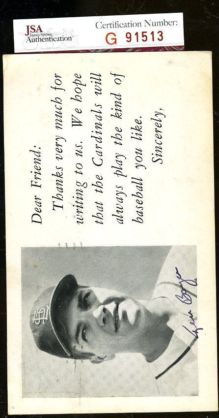 Ken Boyer Jsa Authenticated Autograph 1955 Rookie Dear Friend Gpc Signed