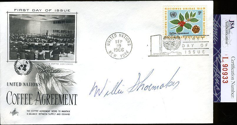 Willie Shoemaker Jsa Authenticated Autograph 1966 Fdc Signed