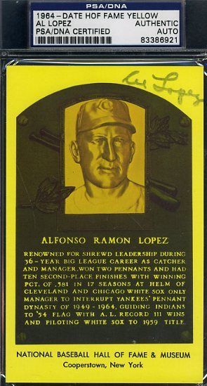 Al Lopez Signed Psa/dna Gold Hof Plaque Certified Autograph