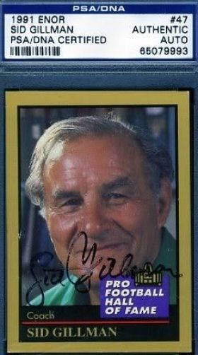 Sid Gillman Signed Psa/dna 1991 Enor Hof Greats Autograph Authentic