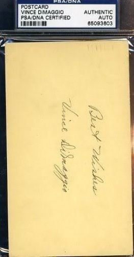 Vince Dimaggio Psa/dna 1949 Signed Gpc Gov`t Postcard Autograph Authentic