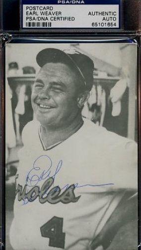 Earl Weaver Signed Psa/dna Vintage Photo Postcard Certified Autograph Authentic