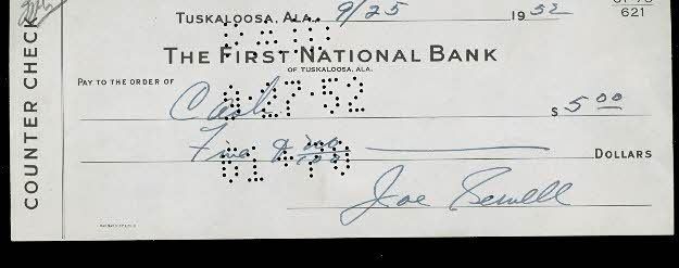 Joe Sewell Autograph Vintage Check Psa/dna Signed