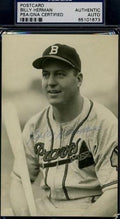 Billy Herman Braves Signed Psa/dna Vintage Photo Postcard Certified Autograph