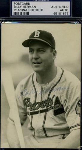 Billy Herman Braves Signed Psa/dna Vintage Photo Postcard Certified Autograph