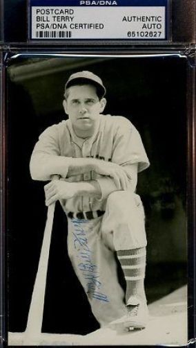 Bill Terry Signed Psa/dna Vintage Photo Postcard Certified Autograph Authentic