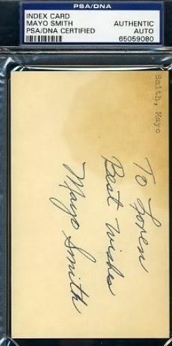 Mayo Smith Psa/dna Signed 3x5 Index Card Autograph Authentic