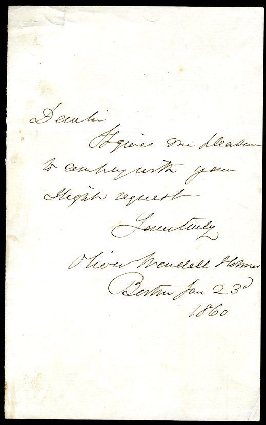 Oliver Wendell Holmes Sr Jsa Authenticated Signed Cut Autograph