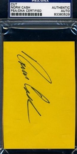 Norm Cash Signed Psa/dna Certified 3x5 Index Cut Autograph