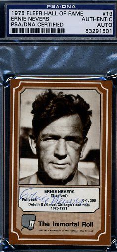 Ernie Nevers Rare Signed Psa/dna 1975 Fleer Immortal Roll Set Break Autograph