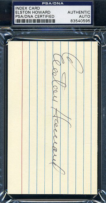Elston Howard Psa/dna Certfied Signed 3x5 Index Card Authentic Autograph