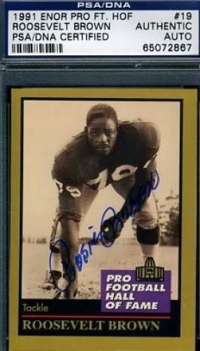 Roosevelt Brown Signed Psa/dna 1991 Enor Hof Autograph Authentic