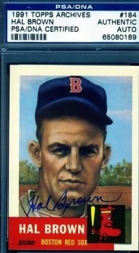 Hal Brown Signed Psa/dna 1953 1991 Topps Archives Autograph Authentic