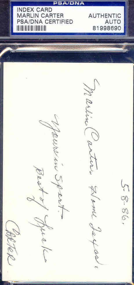 Marlin Carter Autograph Negro Lg D93 3x5 Psa/dna Signed