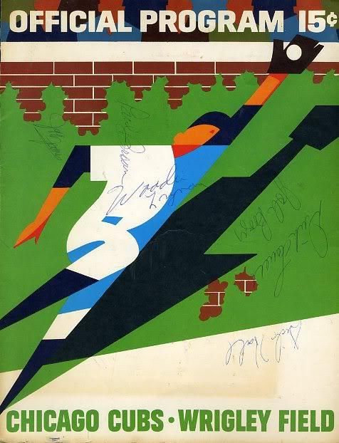 Dick Turk Farrell +5 Signed Jsa Certed 1968 Cubs Program Autograph