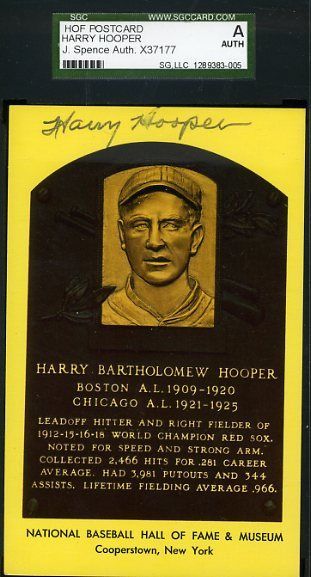 Harry Hooper Jsa Sgc Signed Gold Hof Plaque Autograph