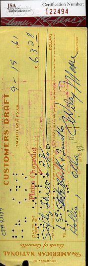 Wilcey Moore 27 Yankees Signed Jsa Certed Check Authentic Autograph