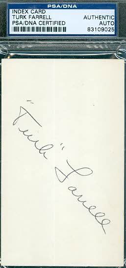 Dick Turk Farrell Autograph 3x5 Index Card Psa/dna
