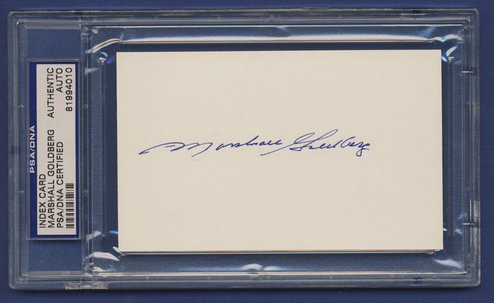 Marshall Goldberg Signed 3x5 Index Psa/dna Autograph