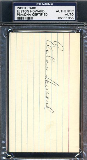 Elston Howard Signed Psa/dna 3x5 Index Card Authentic Autograph