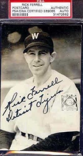 Rick Ferrell Signed Rowe Postcard Psa/dna Slabbed Authentic