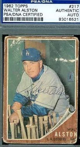 Walter Alston Signed 1962 Topps Autograph Psa/dna Authentic