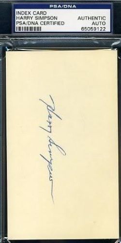 Harry Simpson Psa/dna Signed 3x5 Index Autograph Authentic